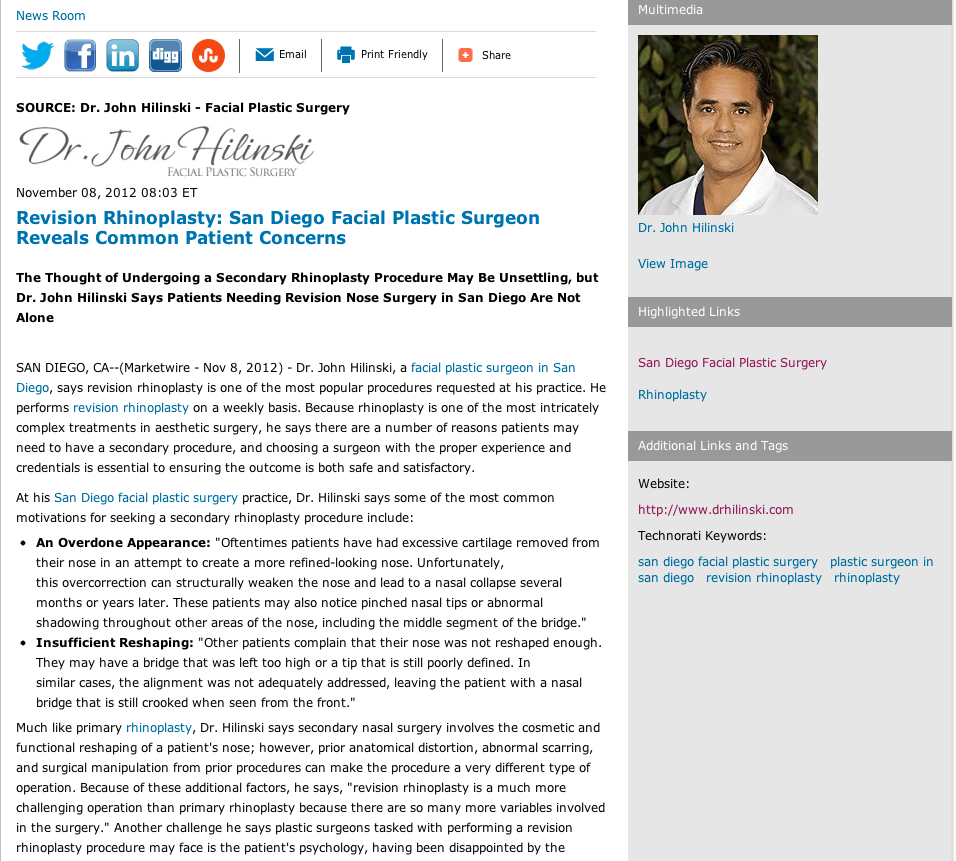 san diego facial plastic surgeon, plastic surgery san diego, revision rhinopalsty
